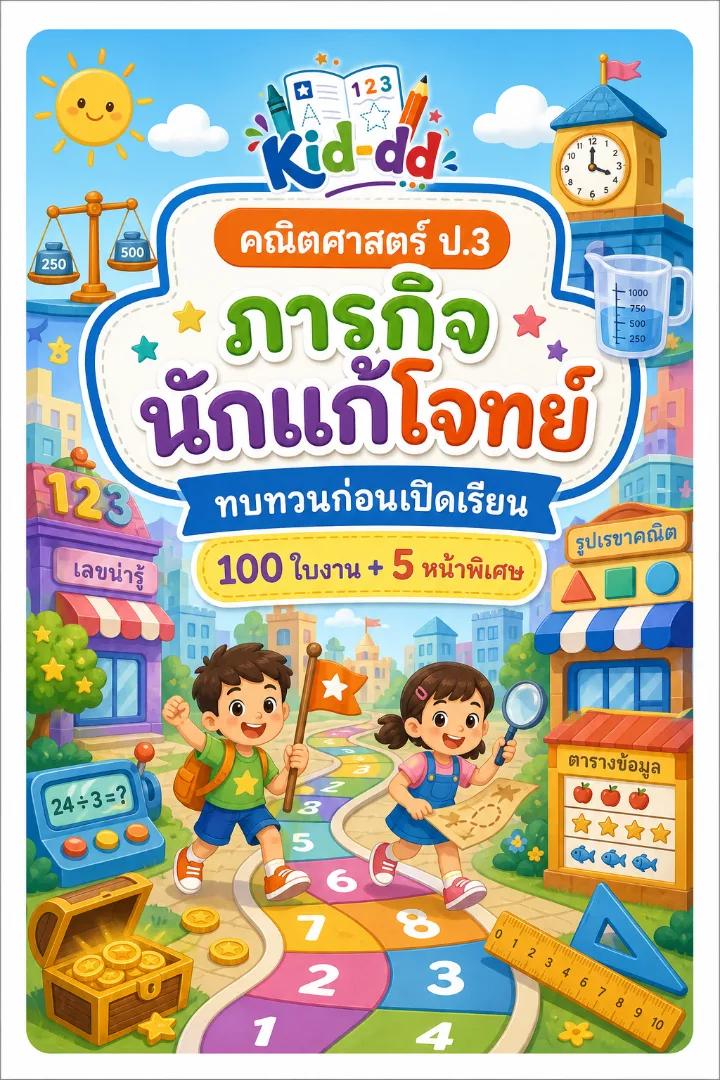 หน้าปกตัวอย่างใบงาน ชุดใบงาน คณิตศาสตร์ ป.3