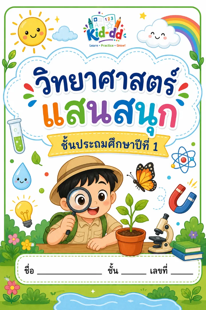 หน้าปกตัวอย่างใบงาน วิทยาศาสตร์ แสนสนุก