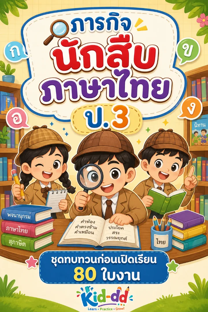 หน้าปกตัวอย่างใบงาน ภาษาไทย ป.3
