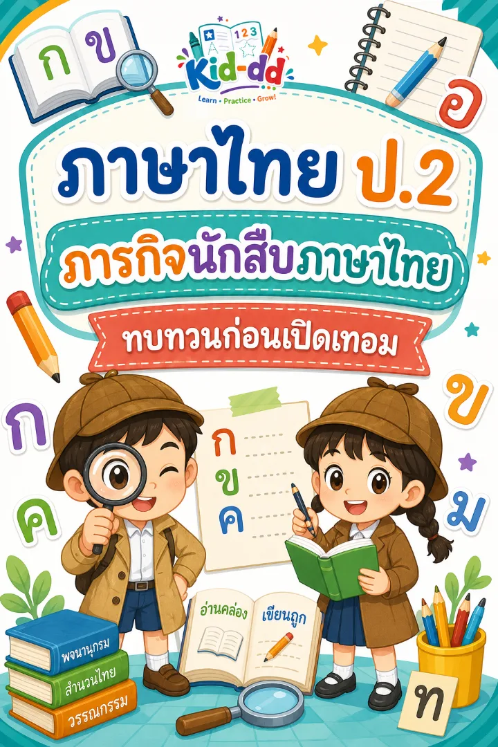 หน้าปกตัวอย่างใบงาน ภาษาไทย ป.2